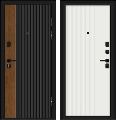 Дверь Браво Optim Z-2 Вертикаль Муар черный-Грецкий Орех/Белый