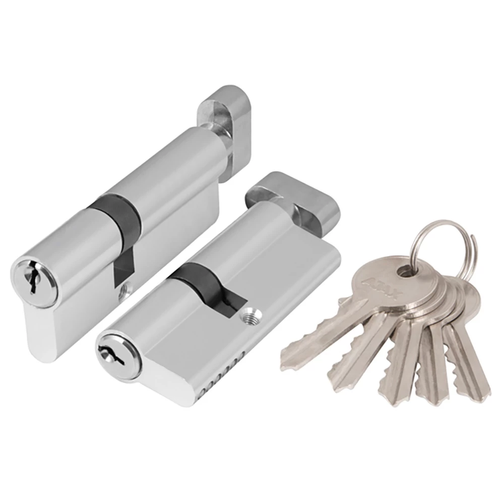 Фото Цилиндровый механизм (AX102/60) AX1002Knob60 (25+10+25) CP хром с вертушкой