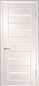 Межкомнатная дверь ЛУ-22 (Беленый дуб, стекло лакобель белое)