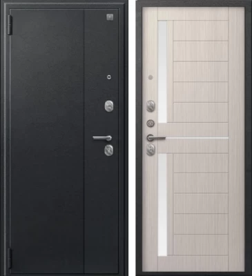 Дверь A-01 черный сатин - капучино 3д