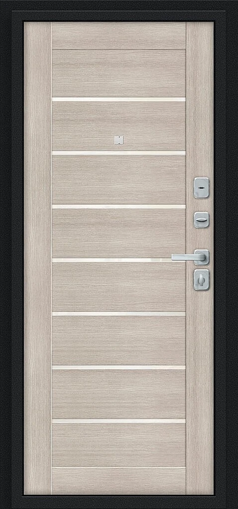 Входная дверь Техно/BChrome Букле черное/Cappuccino Melinga BR6191 внутренняя сторона